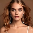 thumbnail image 3 of Boho Long Tassel Dangle Earrings for Women with Shell and Leaf Drop Bronze Fringe Feather Brown Earrings for Country Concert Western Jewelry, 3 of 7