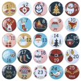 thumbnail image 2 of Calendario de Adviento de Navidad con números 1-25, conjunto de botones redondos para decoración de regalo, cintas, bolsas de tela, paquetes, 2 of 8