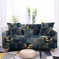 thumbnail image 2 of Gold Leaf Pattern Geometric Elastic Sofa Cover for Living Room Marble Printing Slip Sleeve Corner Sofa Cover for Home Decoration, 2 of 5