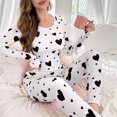 thumbnail image 2 of Women's Pajamas Set 2 Piece Heart Printed Lounge Set Long Sleeve Sleepwear Loungewear Outfits Matching Clothes, 2 of 6