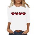 thumbnail image 1 of Plebaso Chemises à Manches 3/4 pour Femmes, Hauts Amples avec Cœur Mignon, Blouses Décontractées à Col Rond Imprimées, 1 of 4