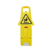 Rubbermaid Commercial Stable Multi-Lingual Safety Sign, 13w x 13 1/4d x 26h, Yellow -RCP9S0900YEL