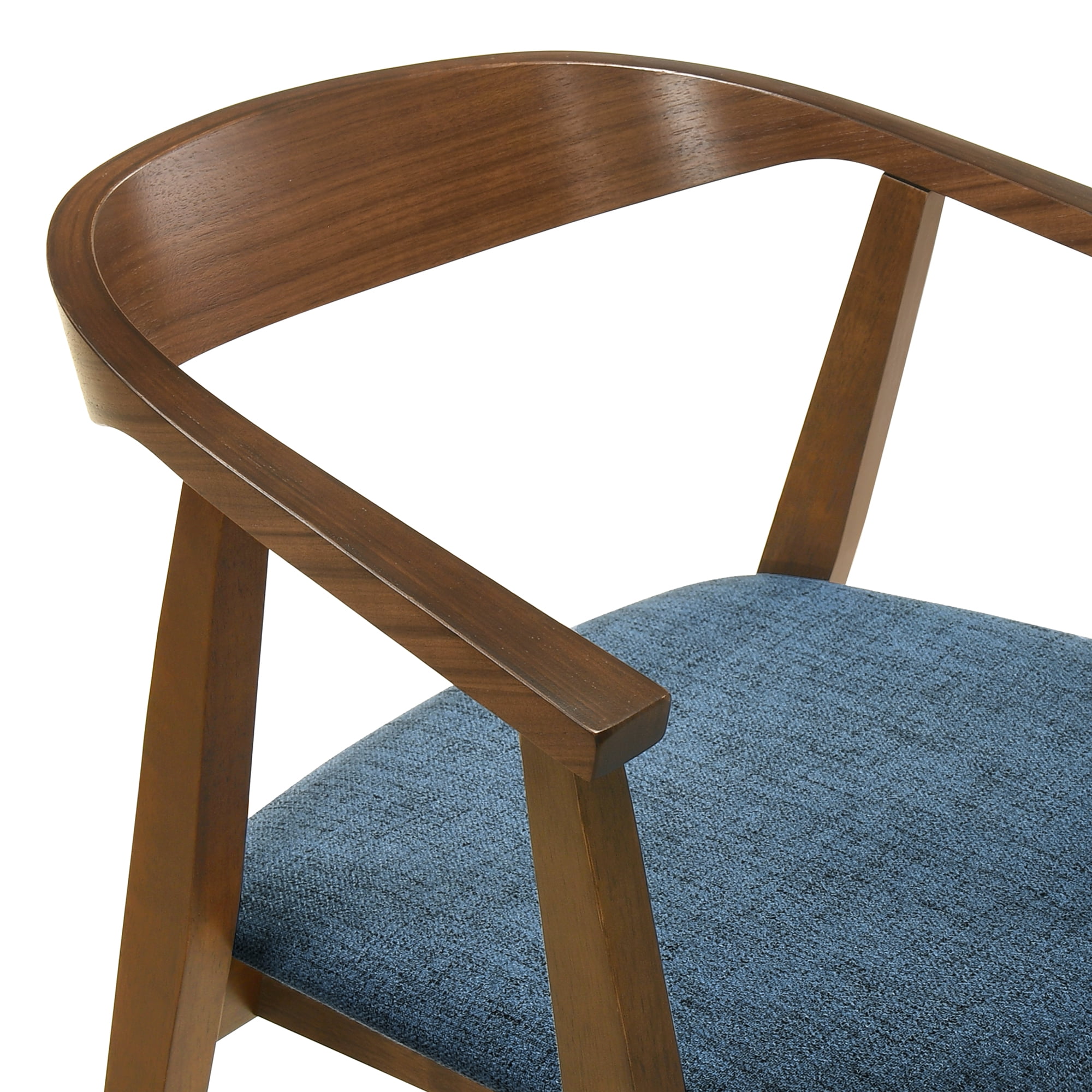 Santana Wood Dining Chair in Walnut Finish with Blue Fabric - Set of 6