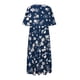 thumbnail image 4 of Puntoco Nuevo Vestido Floral De Margaritas Con Cuello Redondo Y Manga Corta De Verano Para Mujer, Azul L,Regalos Para Mujer Joven, 4 of 6