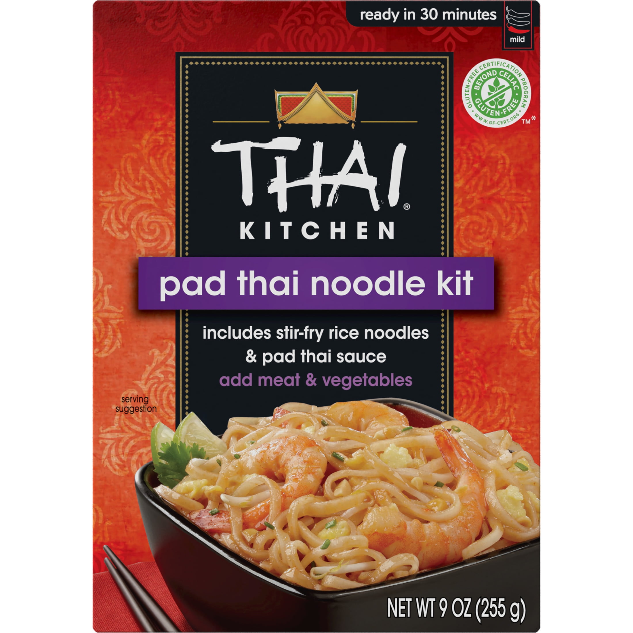 (4 pack) Thai Kitchen Gluten Free Gluten Free Pad Thai Noodle Kit, 9.0 oz Box