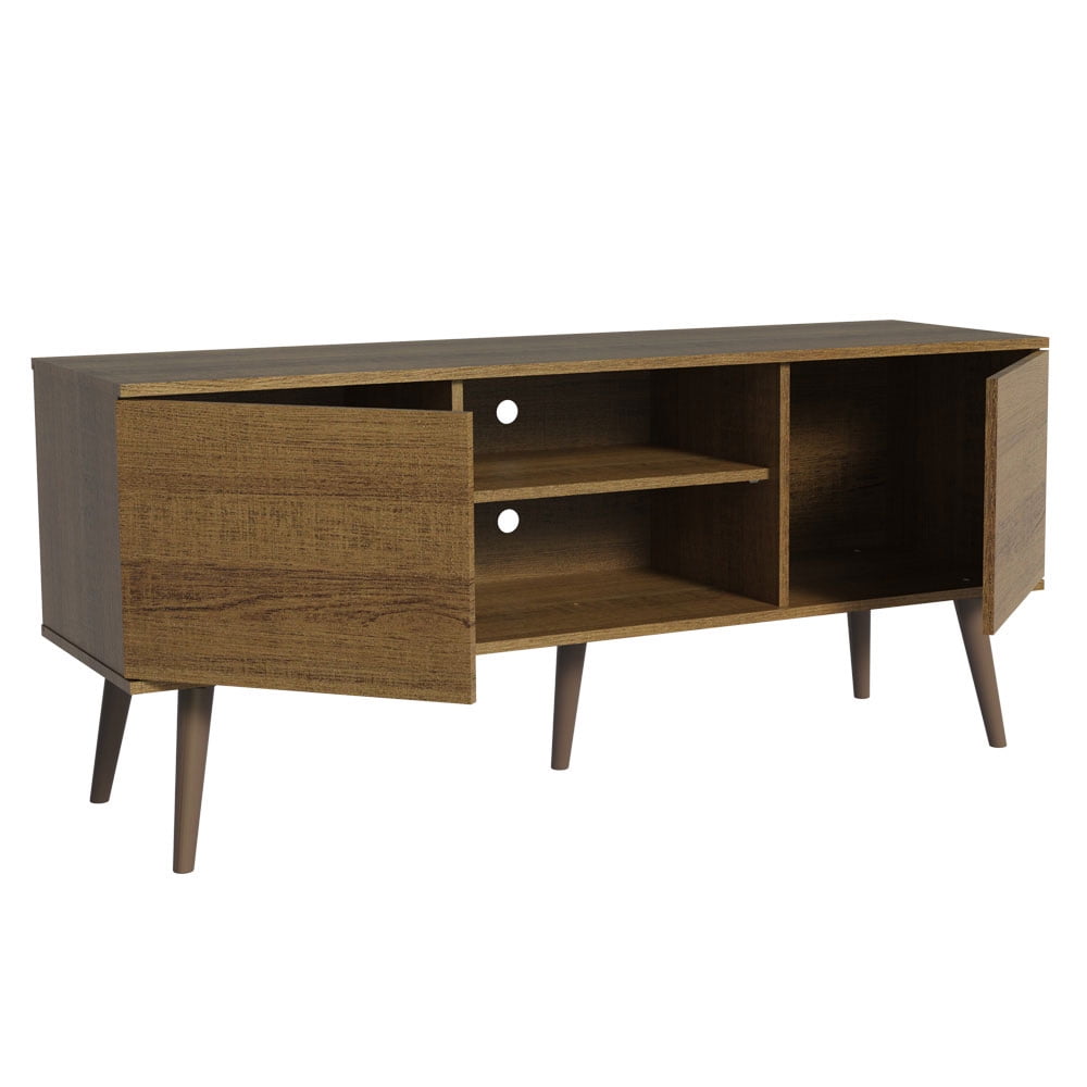 Madesa TV Stand Console with 2 Doors and 2 Shelves with Cable Management for 50, 55 Inch Media Storage Media Console Office Entertainment Center Wooden Television Cabinet - Rustic