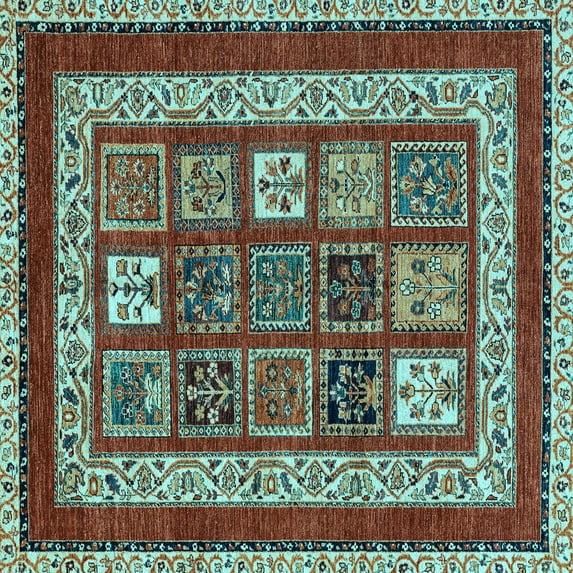 Ahgly Company Indoor Square Abstract Light Blue Modern Area Rugs, 8' Square