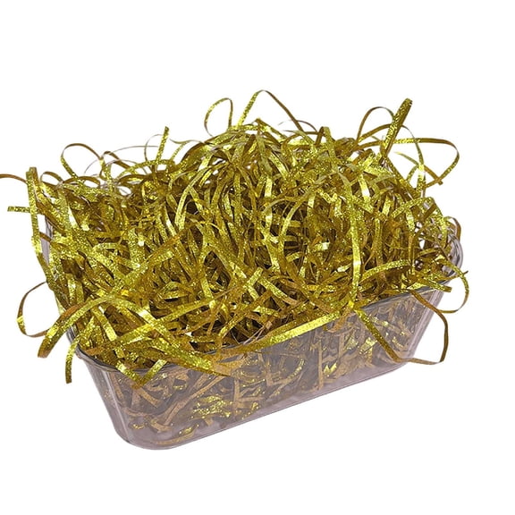 Byujiro Glittery Raffia Paper Shreds 100g - Sparkly Crinkle Cut Filler for Gift Boxes, Holiday Decor, Wedding Favors & DIY Craft Projects