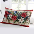 thumbnail image 5 of Red Christmas Throw Pillow Covers, Xmas Botanical Poinsettia Blue Balls Soft Breathable Pillow Cases with Invisible Zipper for Sleeping, Body Pillowcases for Couch Bed Sofa Chair 24x36 Inches, 5 of 6