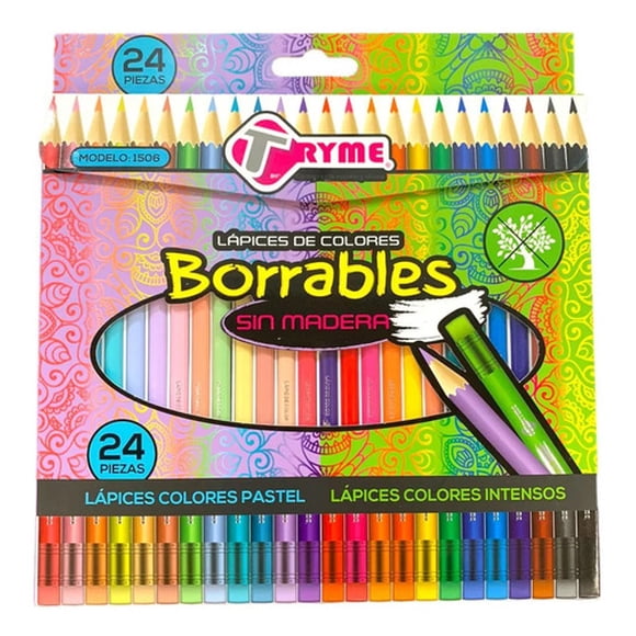 Colores Tryme Borrables Sin Madera 24 Piezas