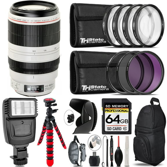 Canon EF 100-400mm f/4.5-5.6L IS II USM Lens   Flash    Tripod & More - 64GB Accessory Kit (International Version)