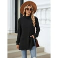 thumbnail image 6 of Long Sleeve Shirts for Women High Neck Casual Tunic Tops Black S, 6 of 8