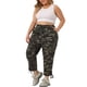 thumbnail image 2 of Pantalones cargo de mujer de talla grande Agnes Orinda con cintura elástica y cordón, con bolsillos, 2X, camuflaje, 2 of 6