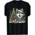 thumbnail image 2 of Cute Wolf With Christmas Tree Wearing Santa Hat T-Shirt220g, 2 of 6