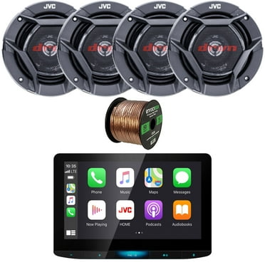JVC KW-Z1000W HD Radio AM/FM Stereo USB Bluetooth Digital Media Hi-Def Monitor Receiver Bundle Combo with 4x 5.25" 2-Way Coaxial 260 Watts Max Power Automotive Car Audio Speakers and 16G Speaker Wire