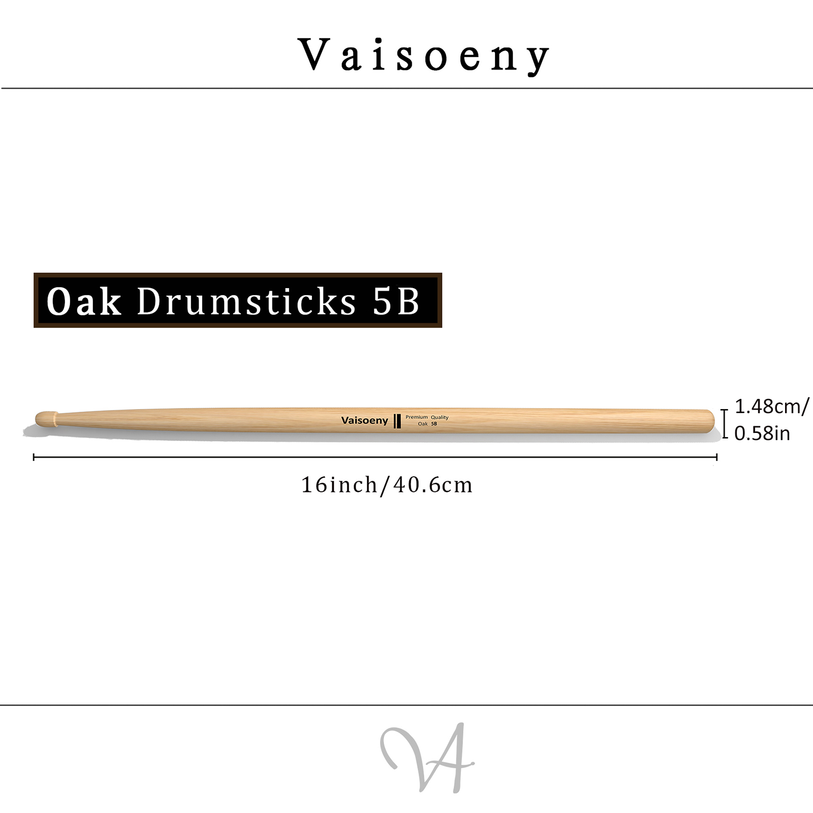 Vaisoeny Drum Sticks, 5B Drumsticks, Classic Oak Wood Drumsticks for Drums, Professional Musical Instrument Percussion Accessories&nbsp;(12 Pair)