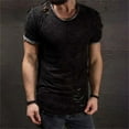 thumbnail image 4 of Bcfgryg Summer New Casual Solid Short Sleeve Perforated T Shirt Men Men T-shirts, 4 of 4