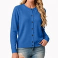 thumbnail image 2 of Knit Cardigan Sweaters for Women Crew Neck Long Sleeve Button Down Sweater | Business Casual,Lightweight Soft Knit,Solid Color Round Neck Tops,Relaxed Fit Holdaiy Travel,Air Conditioner Layering, 2 of 5