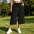 thumbnail image 3 of Eagokdc Lightweight Capri Pants for Women Loose Cotton Casual Sports Summer Wide Leg Capris With Pocket Size S-5XL, 3 of 8