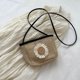 thumbnail image 5 of Bolso de mujer Bolso bandolera de flores simple Bolso de paja tejido de playa (Negro), 5 of 8