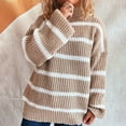 thumbnail image 5 of FDGIU Women's Chunky Knit Sweater Warm Pullover Crewneck Sweater 2025, Oversized Loose Striped Top, Casual Fall Fashion Cozy Tunic, 5 of 5
