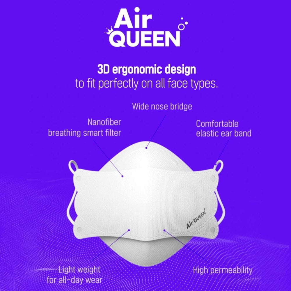 AIRQUEEN 3-Layer Nano-Filter Face Mask for Adults, 50 Pack White, Lightweight and Breathable Face Mask with Soft and Elastic Ear Loop, Reusable Face Mask to Protect Against Dust and Fine Particles