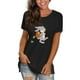 thumbnail image 3 of Moda mujer Casual Pascua camiseta impresa cuello redondo manga corta pulóver Tops blusa Fridja bn6944, 3 of 8