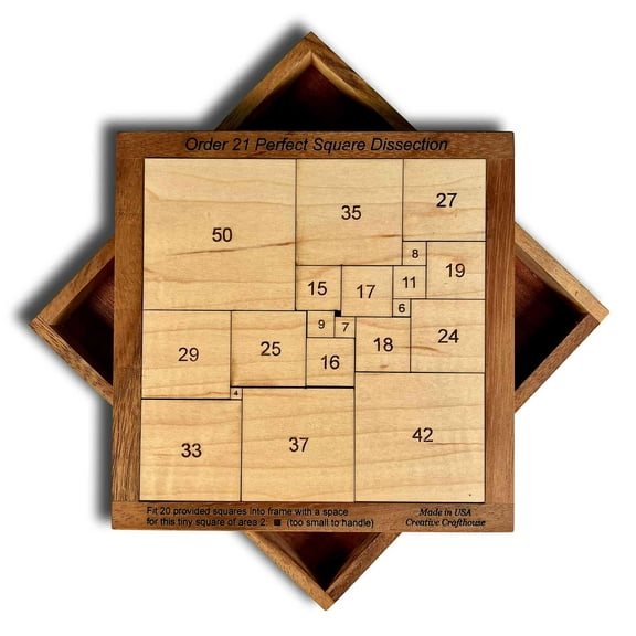 Creative Crafthouse Perfect Square (Order 21) Advanced Math Wooden Puzzle Gift