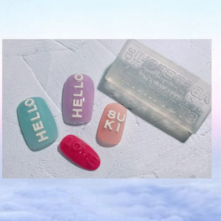 TINYSOME 5Pcs Portable English Letters Shaped Silicone Mold for Girl Nail  Art Template Mini Resin Molds for Craft Making 