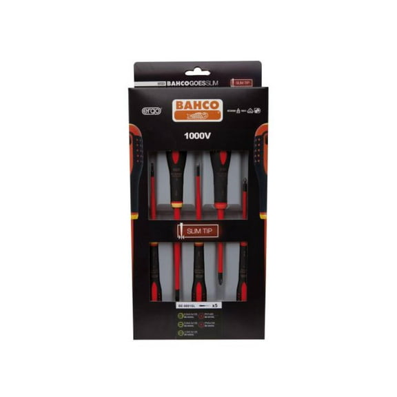 Bahco - BE-9881SL ERGO™ Slim VDE Insulated Screwdriver Set, 5 Piece