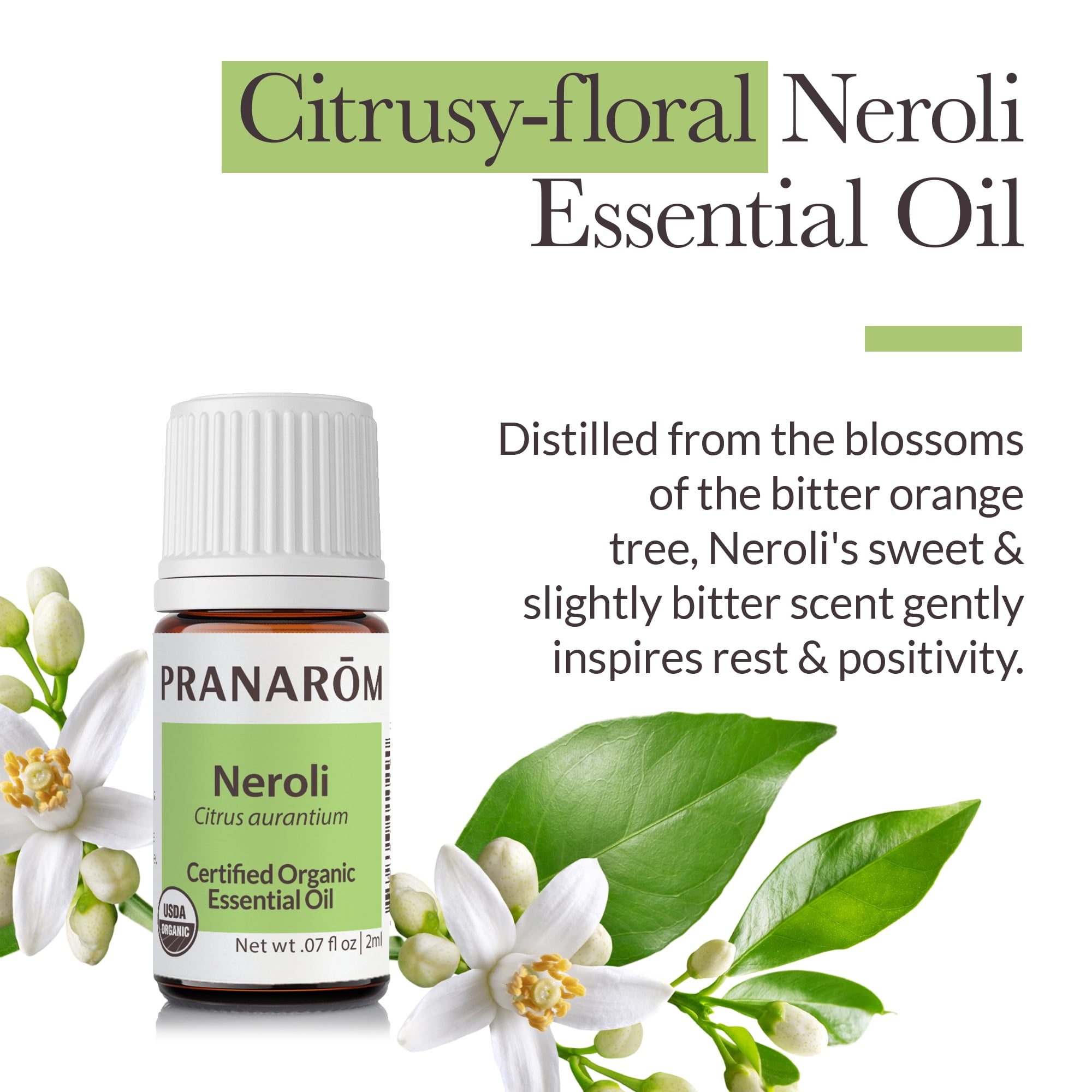 Pranarom Organic Neroli Essential Oil for Aromatherapy & Skincare