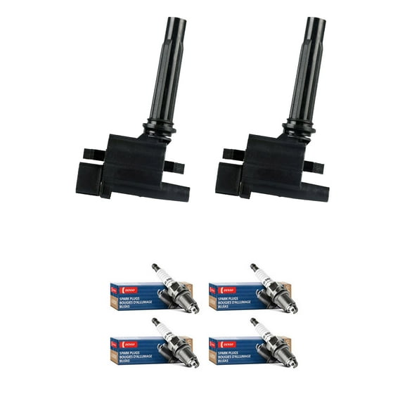Set of 2 ISA Ignition Coils and 4 Denso Spark Plugs Compatible with 2000 Mazda Protege 1.6L L4 1589cc -ci Replacement for UF276