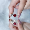 thumbnail image 5 of Rosec Jewels Lab Grown Ruby Wedding Bridal Ring Set - AAAA Grade - Ruby Halo Engagement Ring with Band - With Jewelry Box, 18K White Gold, US 6.00, 5 of 9