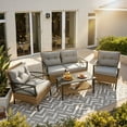 thumbnail image 3 of Upgrade Patio Furniture Set, Seizeen Rattan Outdoor Conversation Bistro Set Cushioned, Garden Porch Deck Table & Chairs Set, Rattan Wicker Patio Set, Gray 4 PCS, 3 of 10