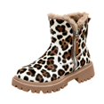 thumbnail image 2 of Willtoo Women's Fur-Lined Winter Ankle Boots, Suede Side Zip Boot, Lug Sole Chunky Heel Fleece Warm Booties Leopard Print, 2 of 3