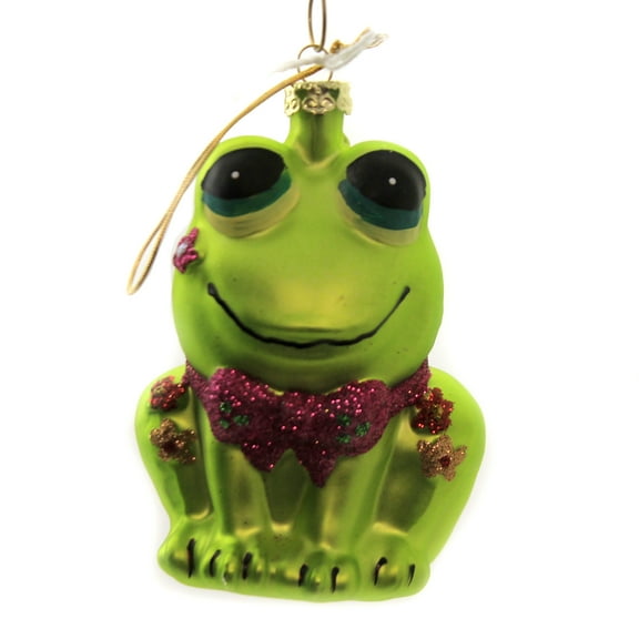 Holiday Ornament Retro Frog Glass Christmas Bow Tie Flowers Go4393