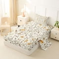 thumbnail image 2 of Erosebridal Gold Floral Twin Sheet Sets, Chic Bird Bedding for Girls, 3 Pieces, 1 Flat Sheet 1 Fitted Sheet and 1 Pillowcase, 2 of 5