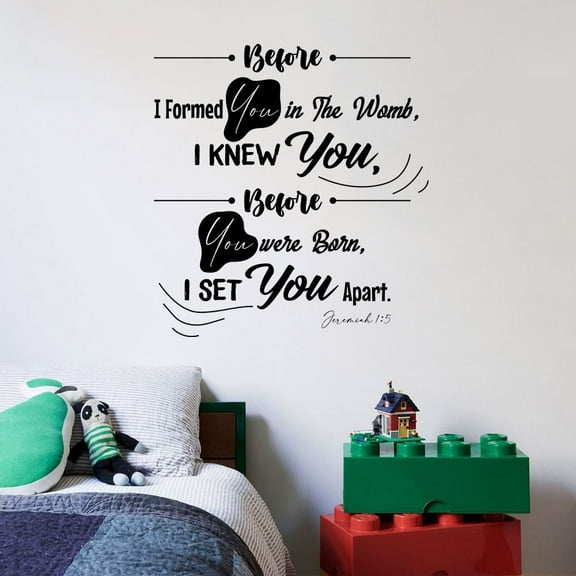 Jeremiah 1:5 Before I Formed You In The Womb Bible Verse Vinyl Wall Art Wall Sticker Wall Decal Home Room Boys Girls Kids Children Nursery Playroom Wall Decoration Home Studio Office Size (10x10 inch)