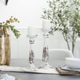 thumbnail image 3 of DecMode 2 Candle Brown Wood Distressed Pillar Candle Holder, Set of 2, 3 of 17