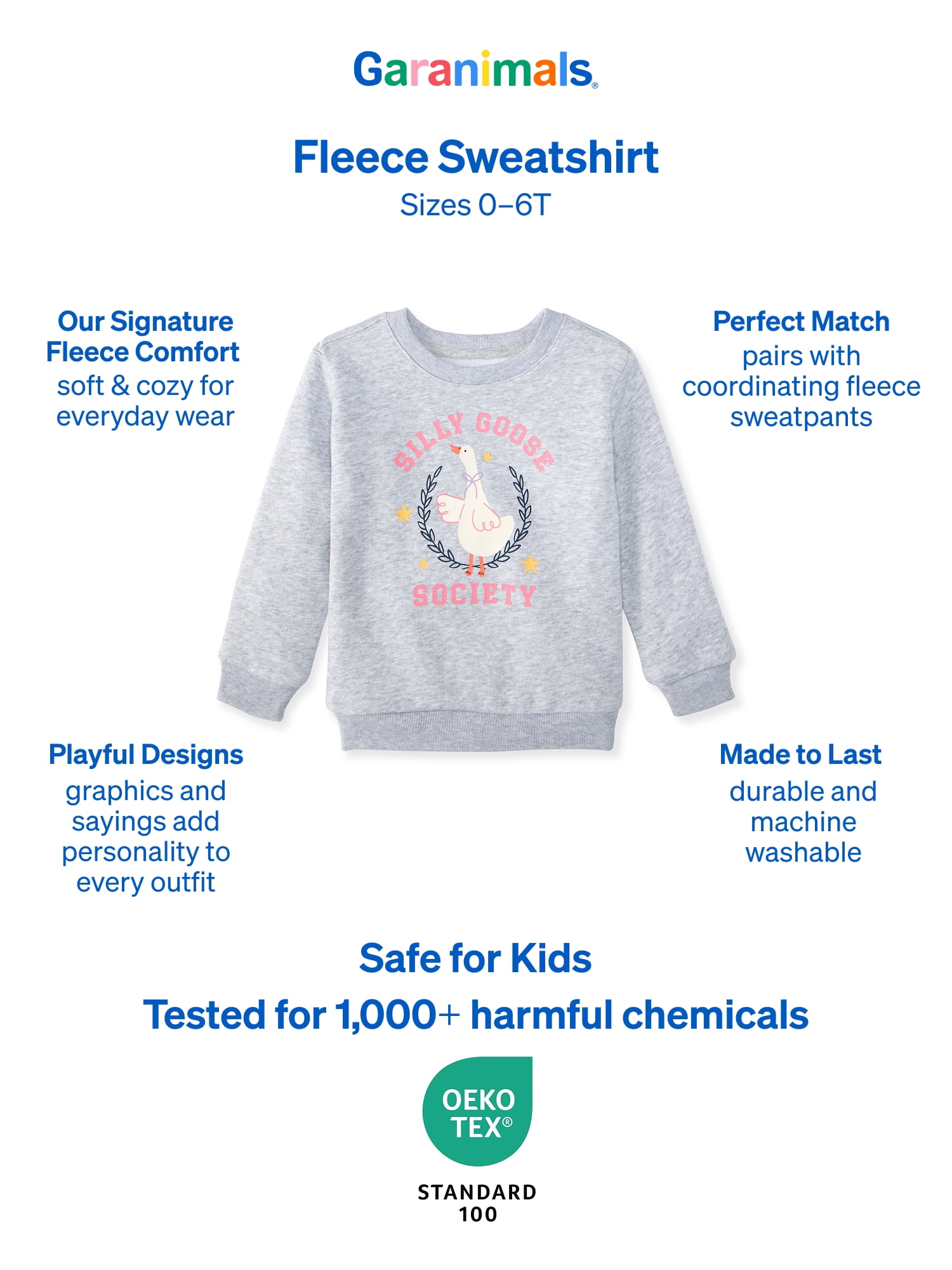 Garanimals Baby & Toddler Girl Fleece Crewneck Sweatshirt, Sizes 0-6T