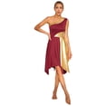 thumbnail image 4 of YONGHS Women's Metallic Color Block Praise Lyrical Dance Dress Sleeveless Liturgical Worship Tunic Dancewear Burgundy XXL, 4 of 7