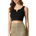 thumbnail image 4 of Allegra K Sleeveless Cropped Top for Women's Deep V Neck Side Zip Casual Tank Tops, 4 of 4