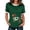 Dark Green, variant on Animal Print Knitted Ribbed Short Sleeve T-Shirt Casual Crew Neck Tee Top with St Patrick's Day Shamrock Graphic for Women 2026