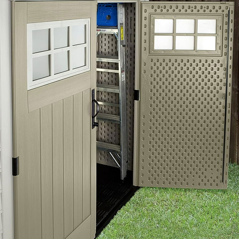 Rubbermaid 7x7 Ft Weather Resistant Resin Backyard Outdoor Storage She –  Tuesday Morning