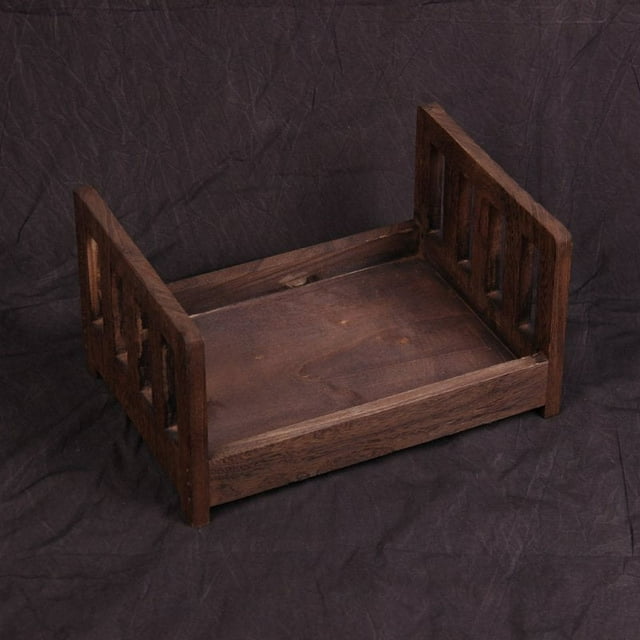Lit en Bois pour Bébé Cadeau Accessoire Photo Pose Portable Durable Photographie Prise de Vue (Brun)