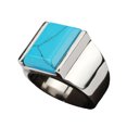 thumbnail image 2 of Anillo de acero de titanio, joyería de acero inoxidable Artificial Rectangular, piedra de dedo de acero, ónices, regalos de personalidad de Ropa, zapatos y accesorios Miscelánea Acero Turquesa Guardurnaity AP015066-04, 2 of 6