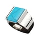 thumbnail image 2 of Anillo de acero de titanio, joyería de acero inoxidable Artificial Rectangular, piedra de dedo de acero, ónices, regalos de personalidad de Ropa, zapatos y accesorios Miscelánea Acero Turquesa Qarigey AP015066-04, 2 of 6