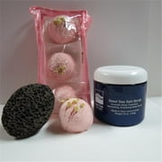 Dead Sea Spa Care DeadSea-BBTAL06 3 Pack Cherry Almond Bubble Bath Truffles, 24 oz Almond Dry Salt Scrub & Pumice Stone