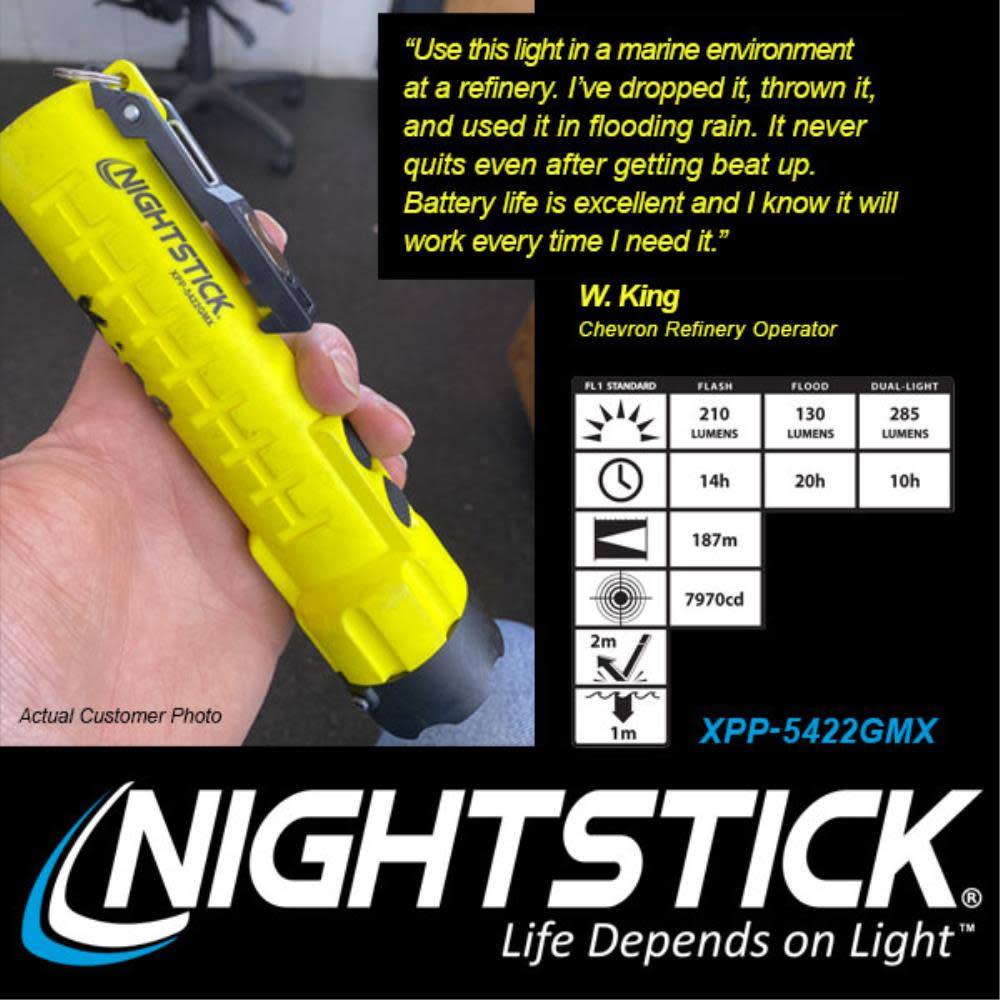 Nightstick XPP-5422GMX X-Series Intrinsically Safe Dual-Light Flashlight with Dual Magnets