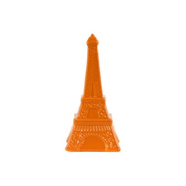 Ceramic Eiffel Tower Gloss Figurine - Orange, Large